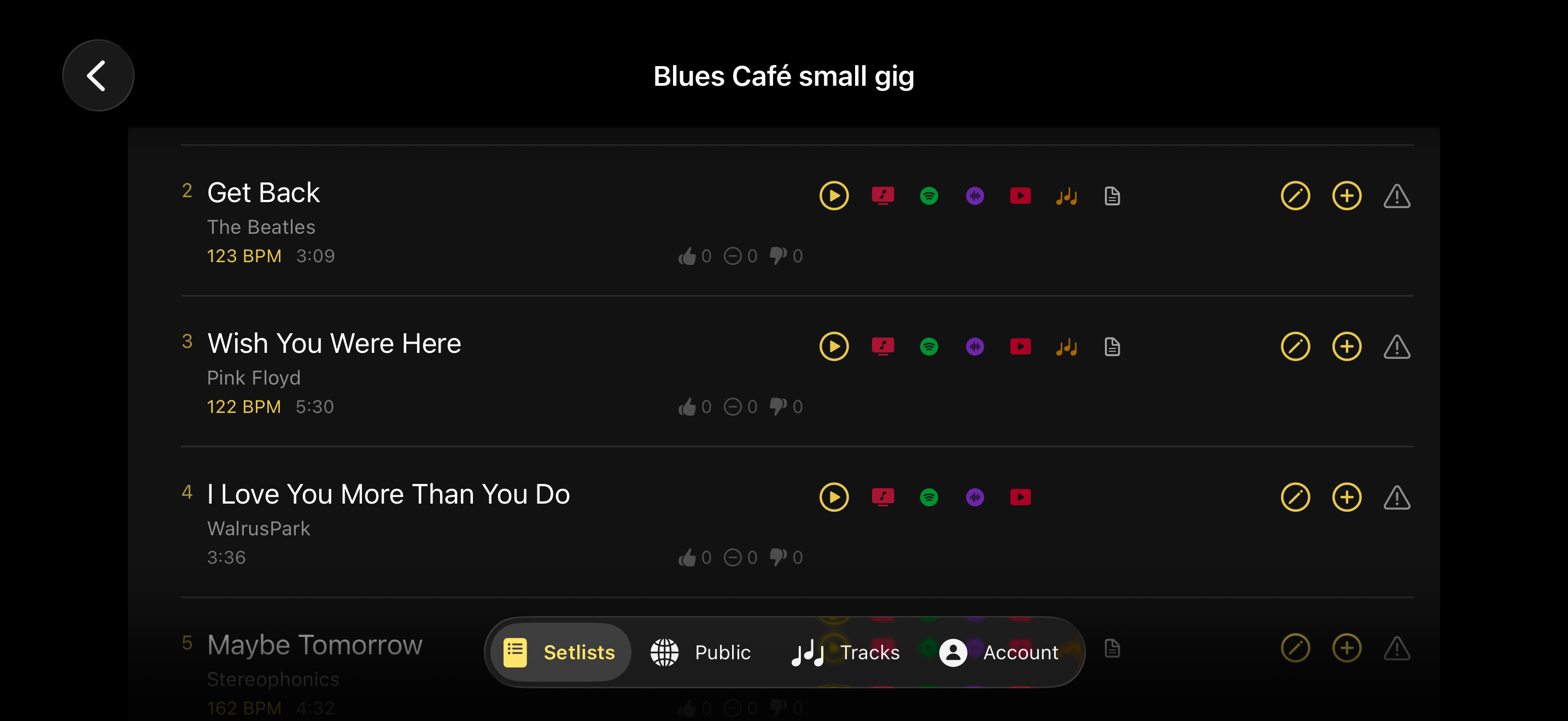 The Live Setlists