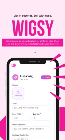 Wigsy Marketplace iPhone screenshot