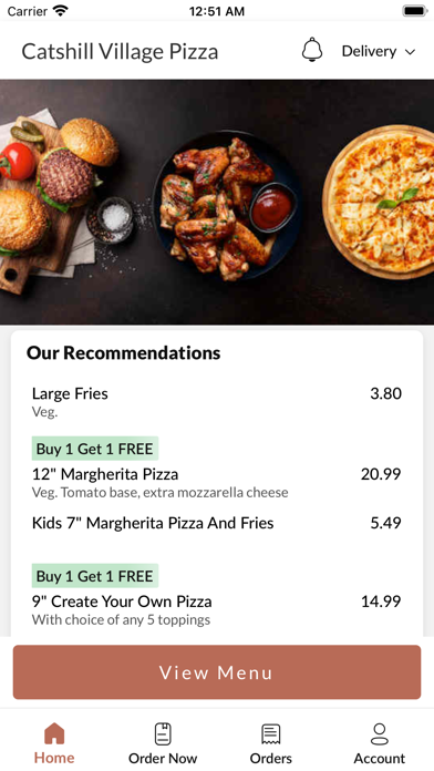 Catshill Village Pizza. Screenshot
