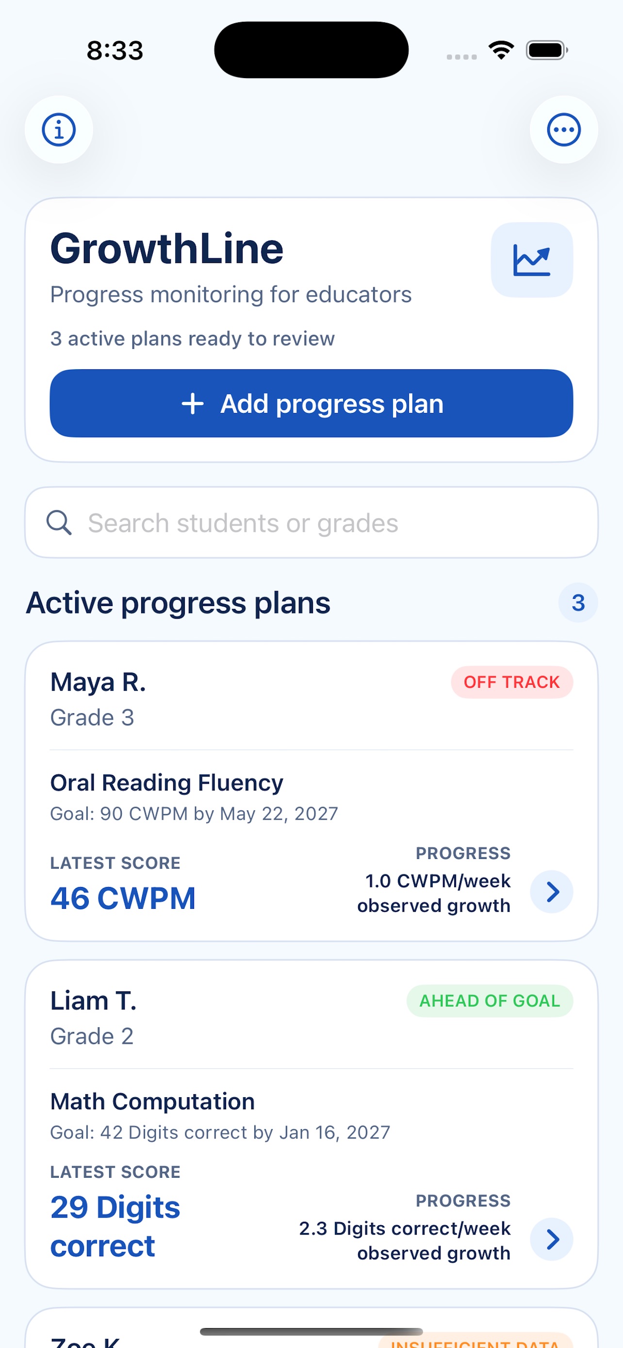 Screenshot 1 of GrowthLine Progress Monitoring