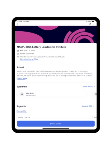 NASPL Events iPad screenshot
