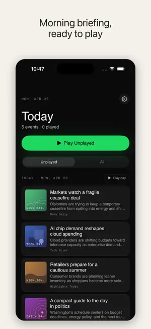 Brisk: Audio News Briefing screenshot 1
