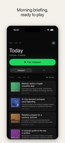 Brisk: Audio News Briefing screenshot
