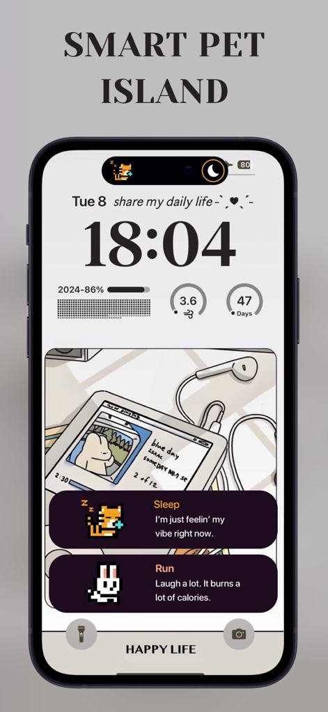 LockWidget - LockScreen Themes - Esta herramienta introduce una isla de mascotas inteligente en la pantalla de bloqueo, ofreciendo una mascota pixelada interactiva junto con widgets de salud personalizables para seguir el sueño y la actividad física.