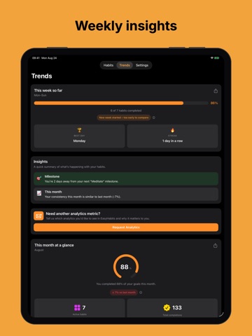 Habit Tracker EasyHabits iPad screenshot