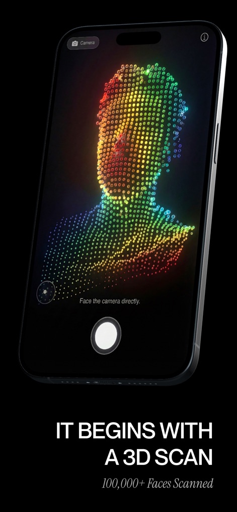 Ascension - Facial Analysis - Experience the app's advanced facial scanning technology, generating a detailed 3D point cloud for precise analysis.