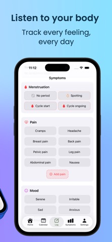 Period Tracker Symptom & Mood iPhone screenshot