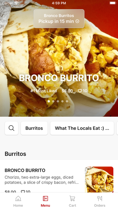 Bronco Burritos iPhone screenshot 2 - Food & Drink app