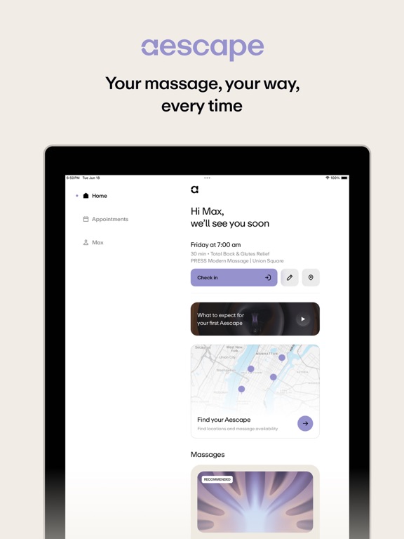 Aescape iPad screenshot 2 - Health & Fitness app