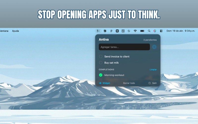 Antiva - Menu Bar Tasks screenshot