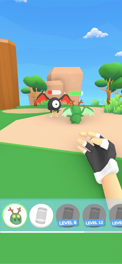 Monster Box! - Observe intense monster battles with clear health bar indicators above each creature, showcasing the diverse and imaginative monster designs in action.