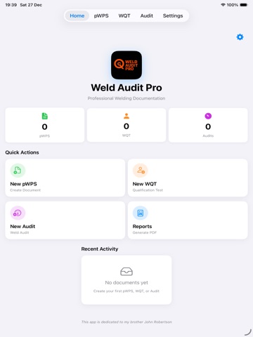 Weld Audit Pro iPad screenshot