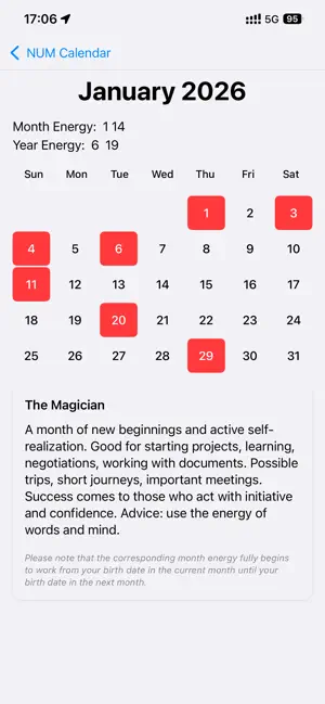 NUM Calendar screenshot 2