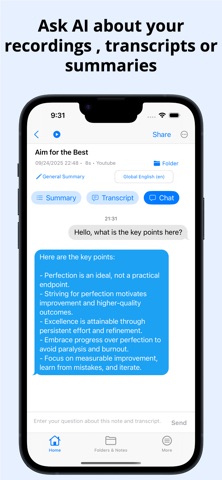 AI Summary & AI Note Taker iPhone screenshot