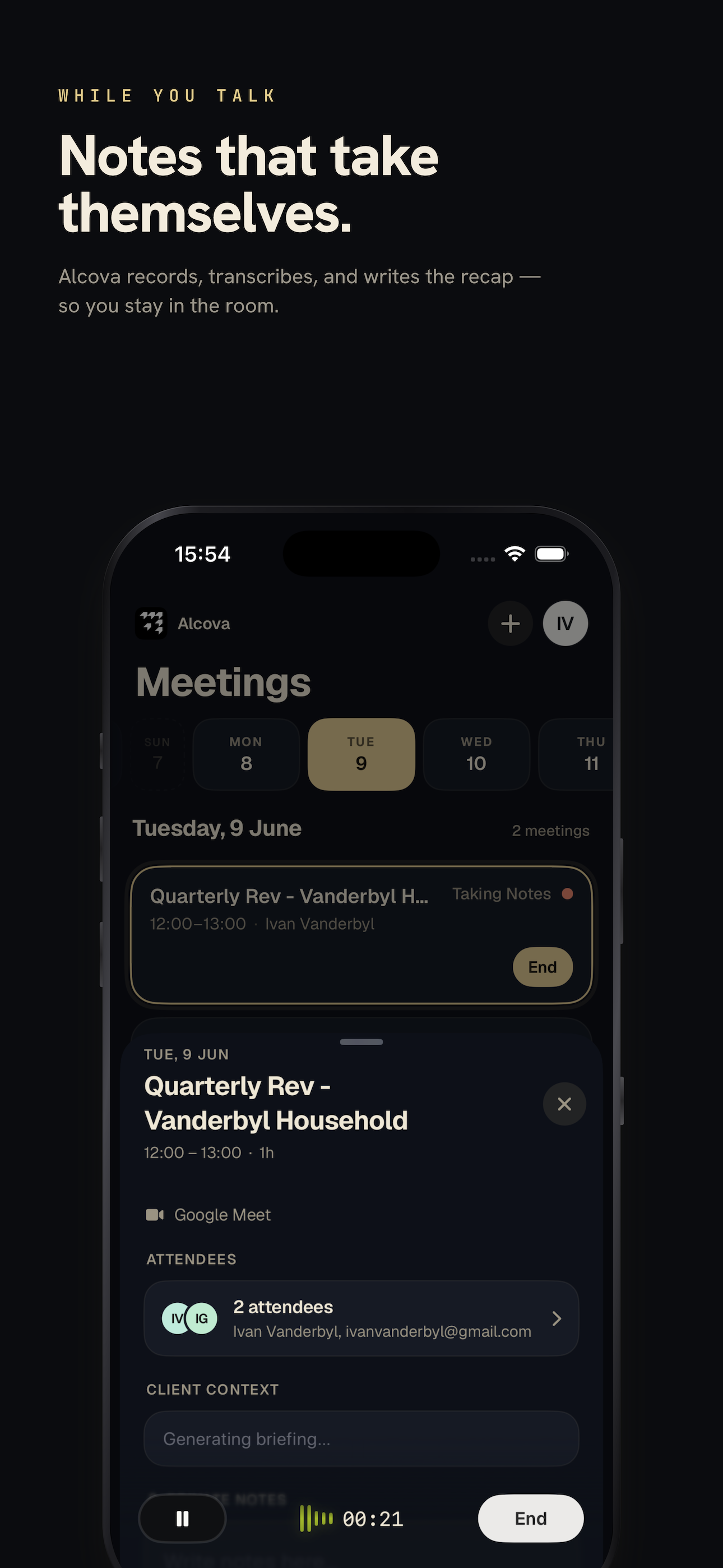 Alcova - AI meeting notes screenshot 3