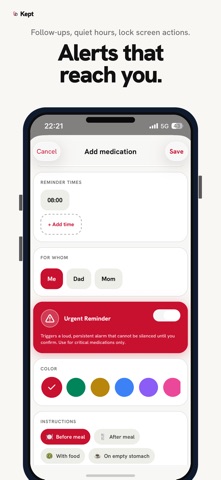 Kept: Rx & Supplement Reminder iPhone screenshot