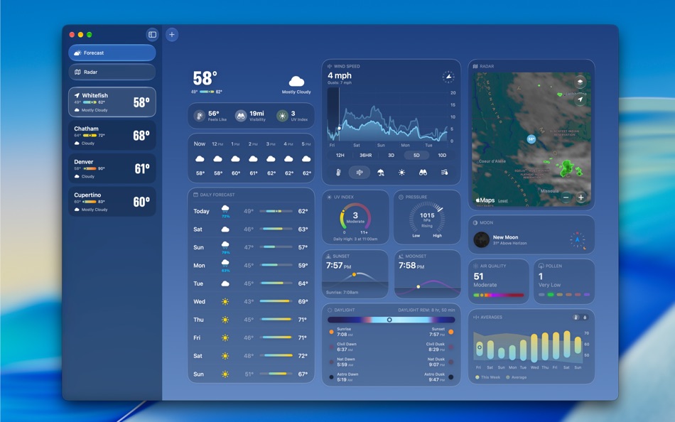 #2. Sunny: Weather Dashboard (macOS) By: Condor Digital
