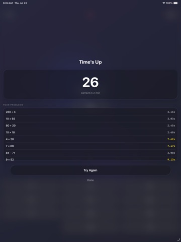 Arithmetic - Mental Math iPad screenshot