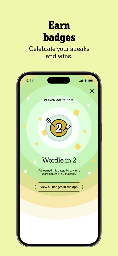 NYT Games: Wordle & Crossword - Commemorate solving milestones with visually distinct achievement badges and explore the comprehensive badge gallery.
