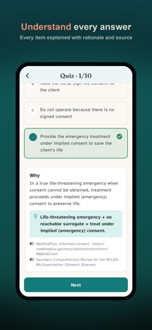 NCLEX Coach: RN Exam Prep iPhone screenshot
