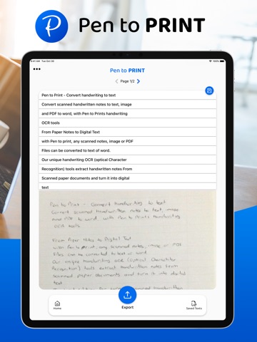 PenToPrint Handwriting to PDF iPad screenshot