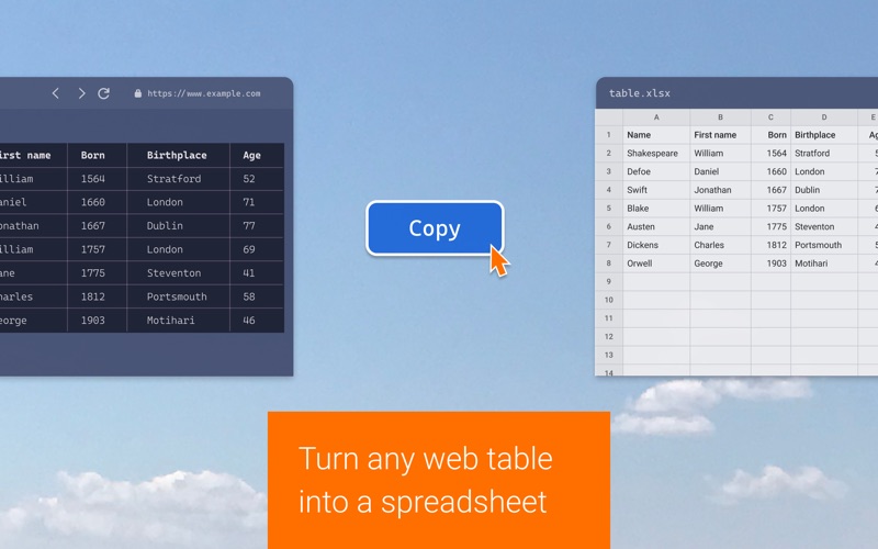 Copytables app screenshot