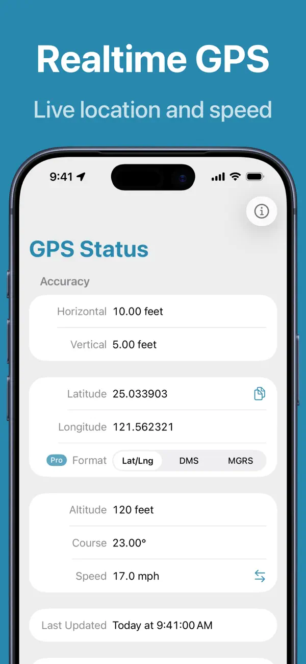 Screenshot #1 pour GPS Status ∞ Coordonnées