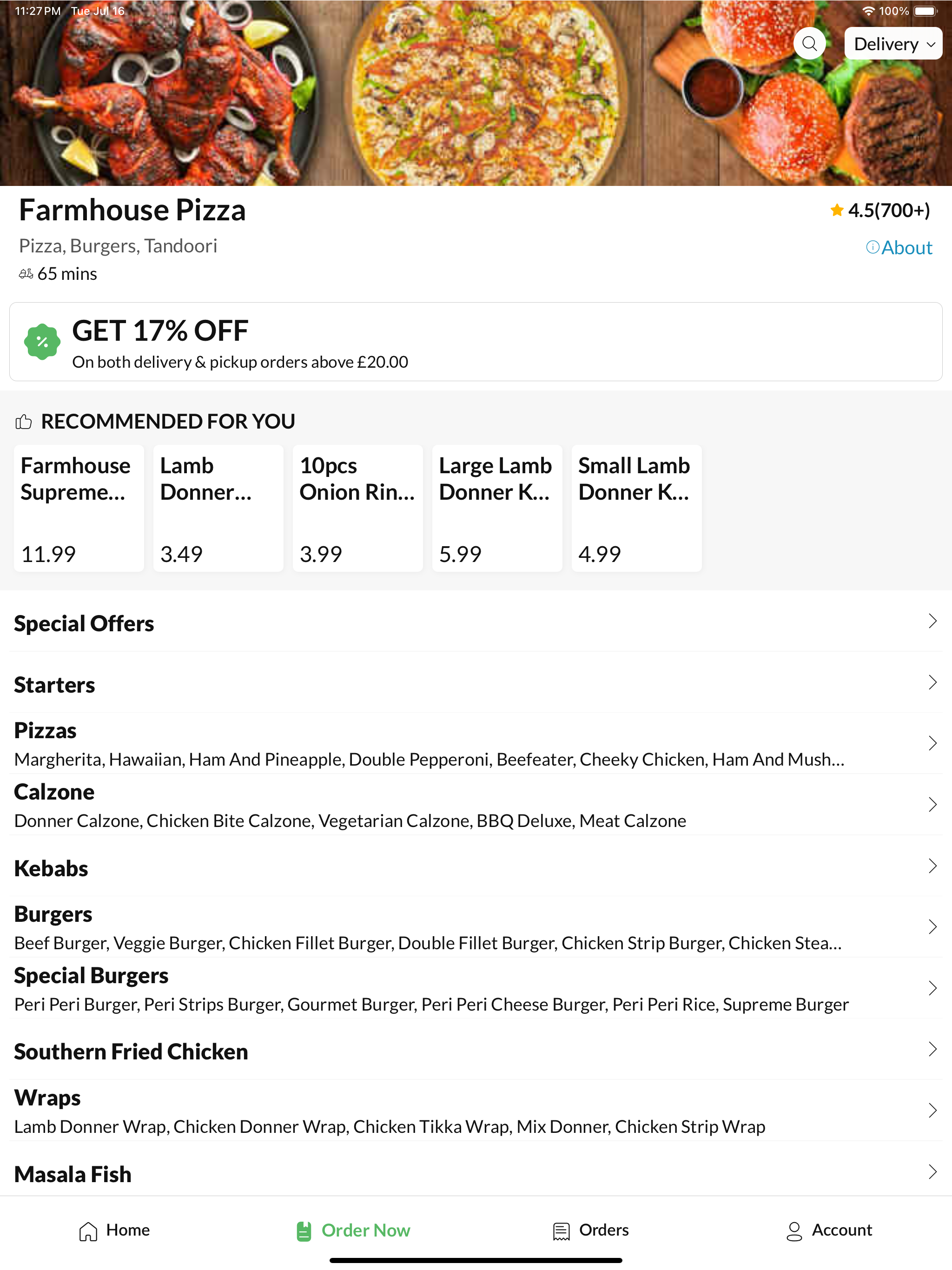 Farmhouse Pizza.