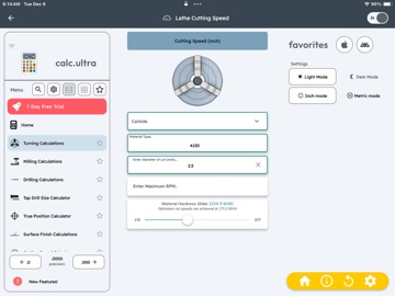 CNC Machinist Calculator Ultra iPad screenshot