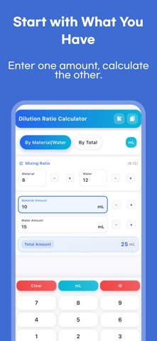 Easy Dilution Ratio Calculator Screenshot 1 of 4