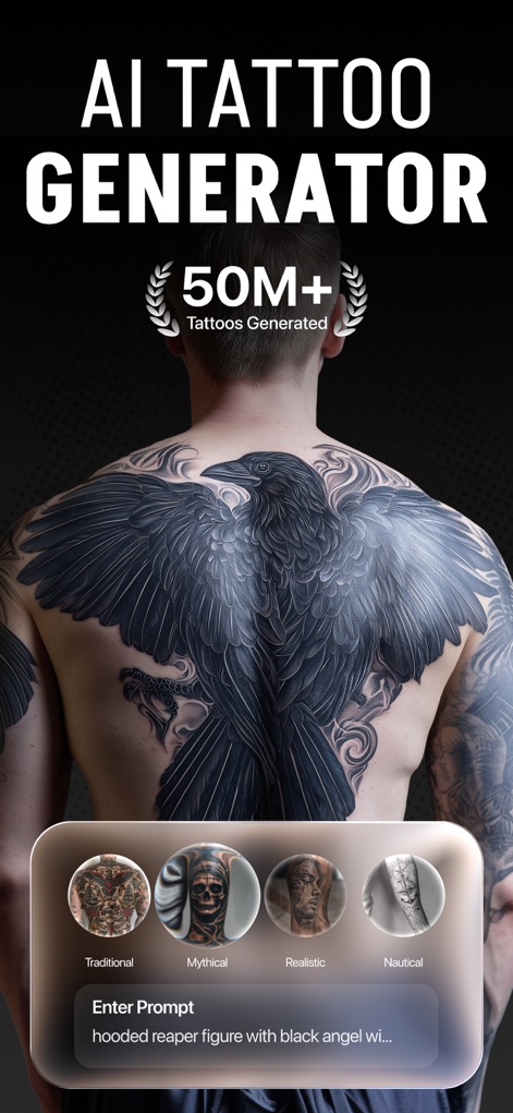 Tattoo AI - Tattoo Design - Witness the core AI generator in action, showcasing prompt input and diverse style selections.