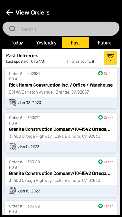 Unitis Delivery Tracker Screenshot