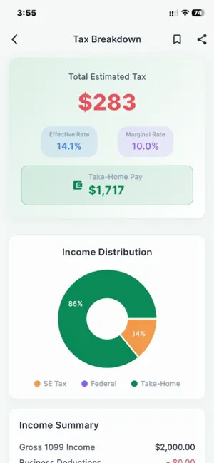 1099 Tax Calculator screenshot 1