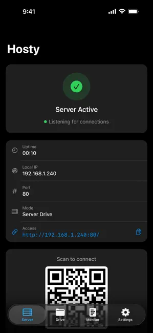 Hosty - Server & Drive iPhone screenshot 2
