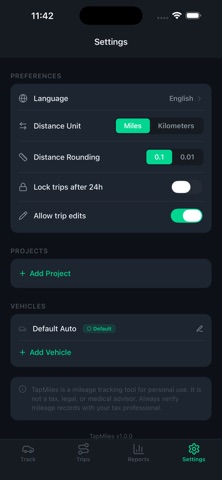 Tap Miles Mileage Tracker screenshot
