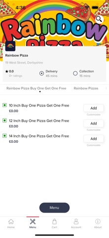 Rainbow Pizza Swadlincote. screenshot