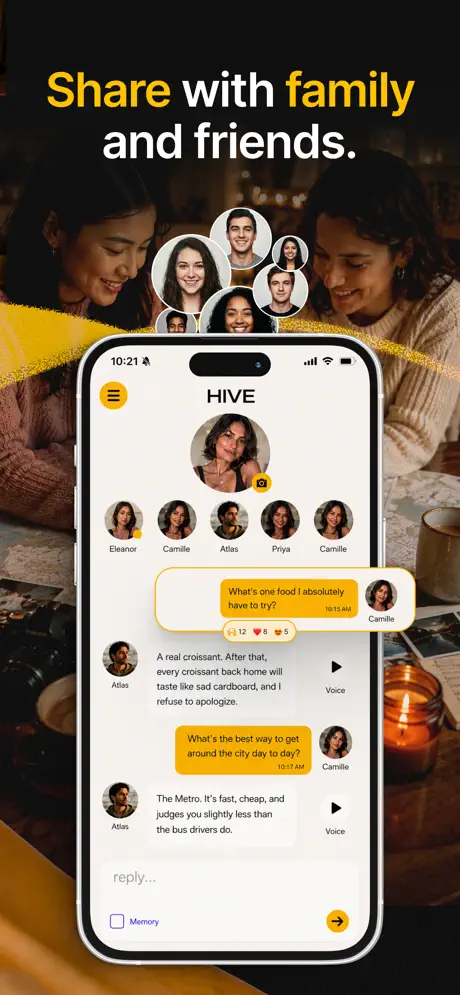 HIVE app — Share with family and friends