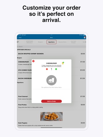 Off the Hook Ordering iPad screenshot