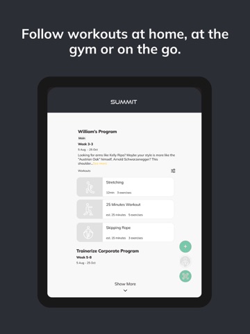 SUMMIT Fitness App iPad screenshot