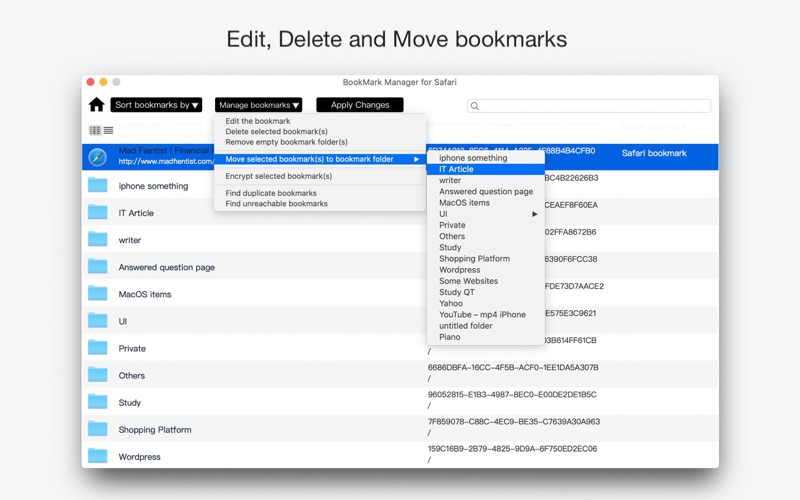 One Bookmark Screenshot