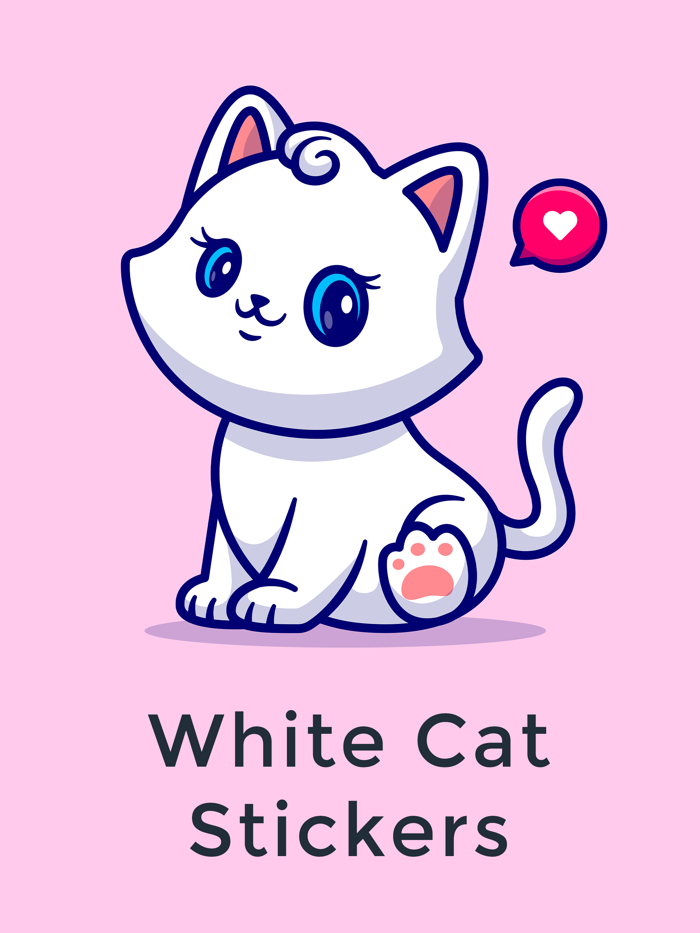 White Cat Chat Stickers