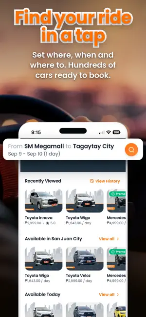 OOPA: Car Rental Philippines iPhone screenshot 1