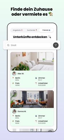 flatsforfriendz - WG & Wohnung iPhone screenshot 1