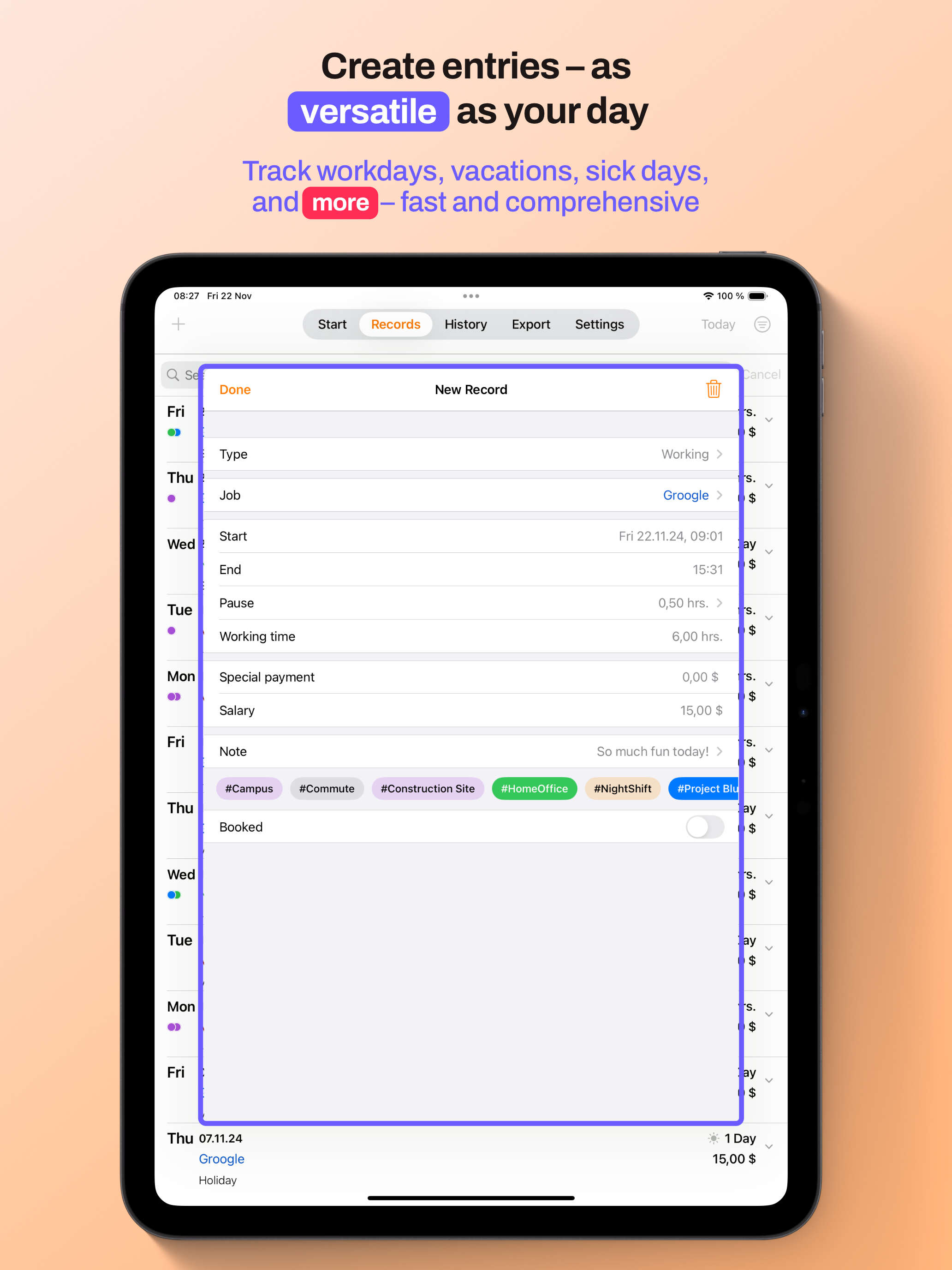 myWork - Time tracking