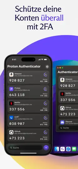 Screenshot von Proton Authenticator auf dem iPhone 1