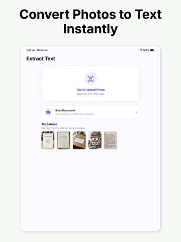Extract Text from Image iPad screenshot