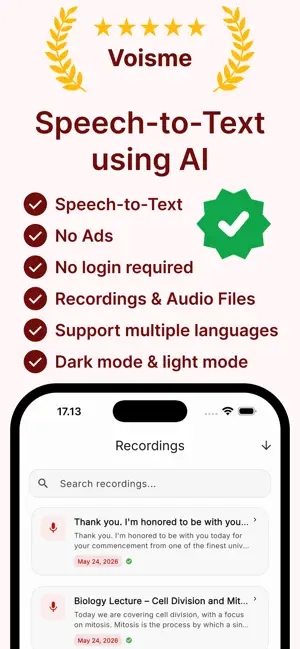 Voisme: AI Audio Transcription screenshot 1