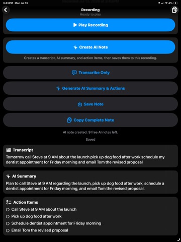 VoiceBrief: AI Voice Notes iPad screenshot