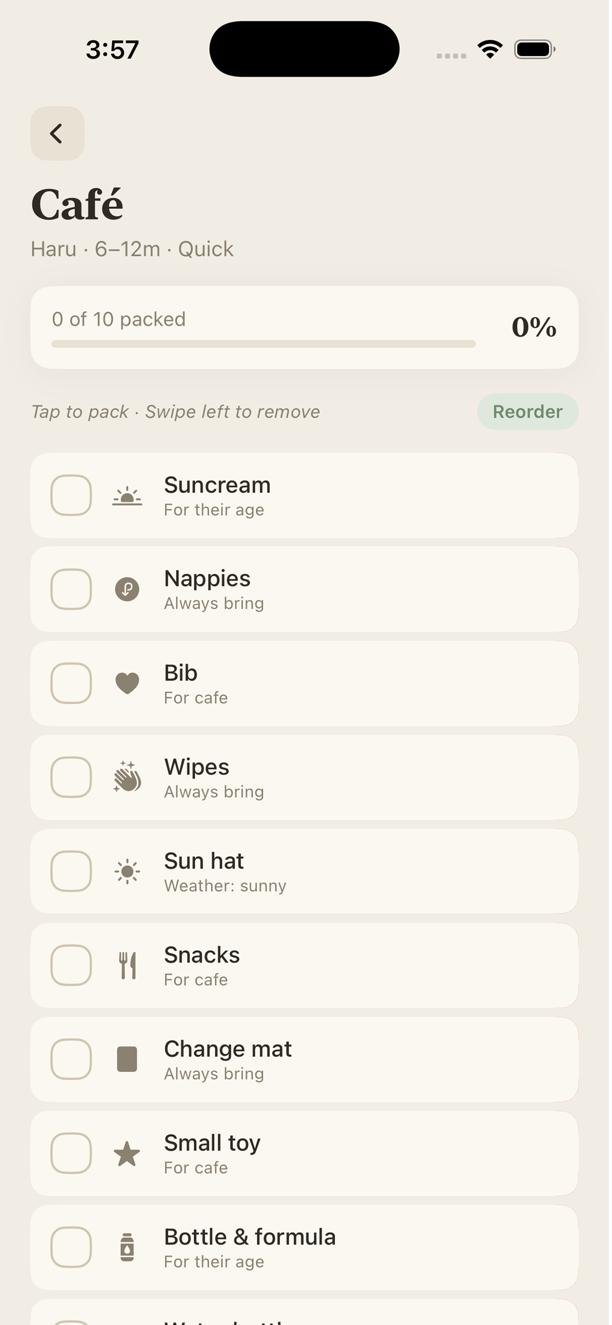HaruBag: Smart Nappy Bag List