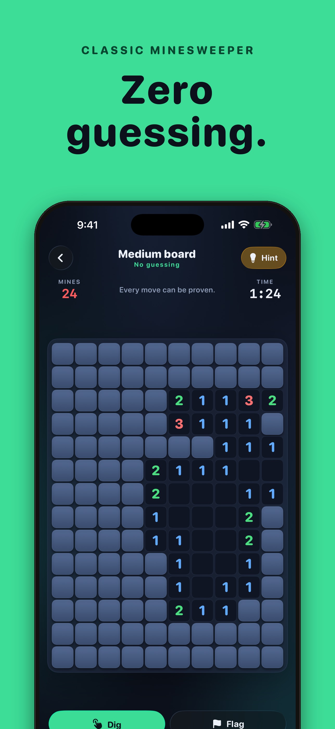 Screenshot 1 of Minesweeper: No Guessing